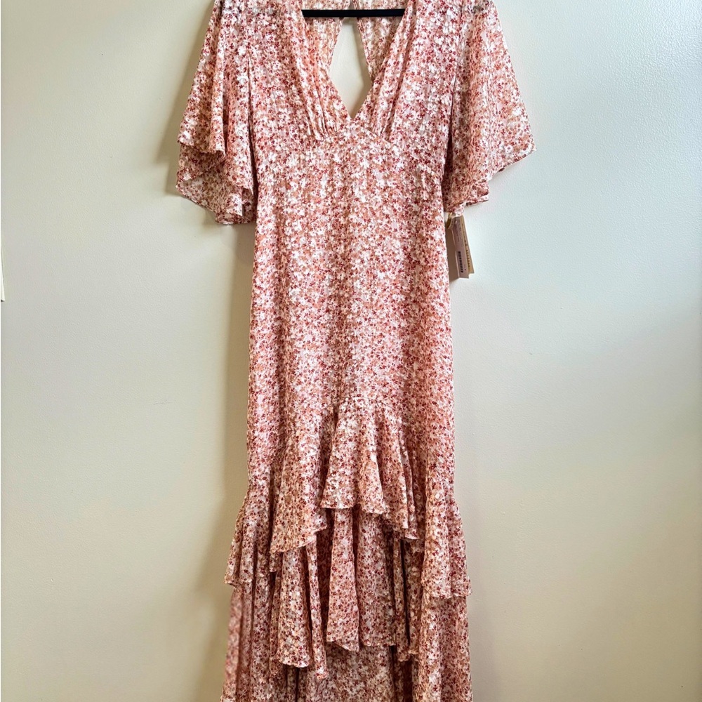 Jenny Yoo April Dress Rose Multi Satin Burnout Size 6 NWT